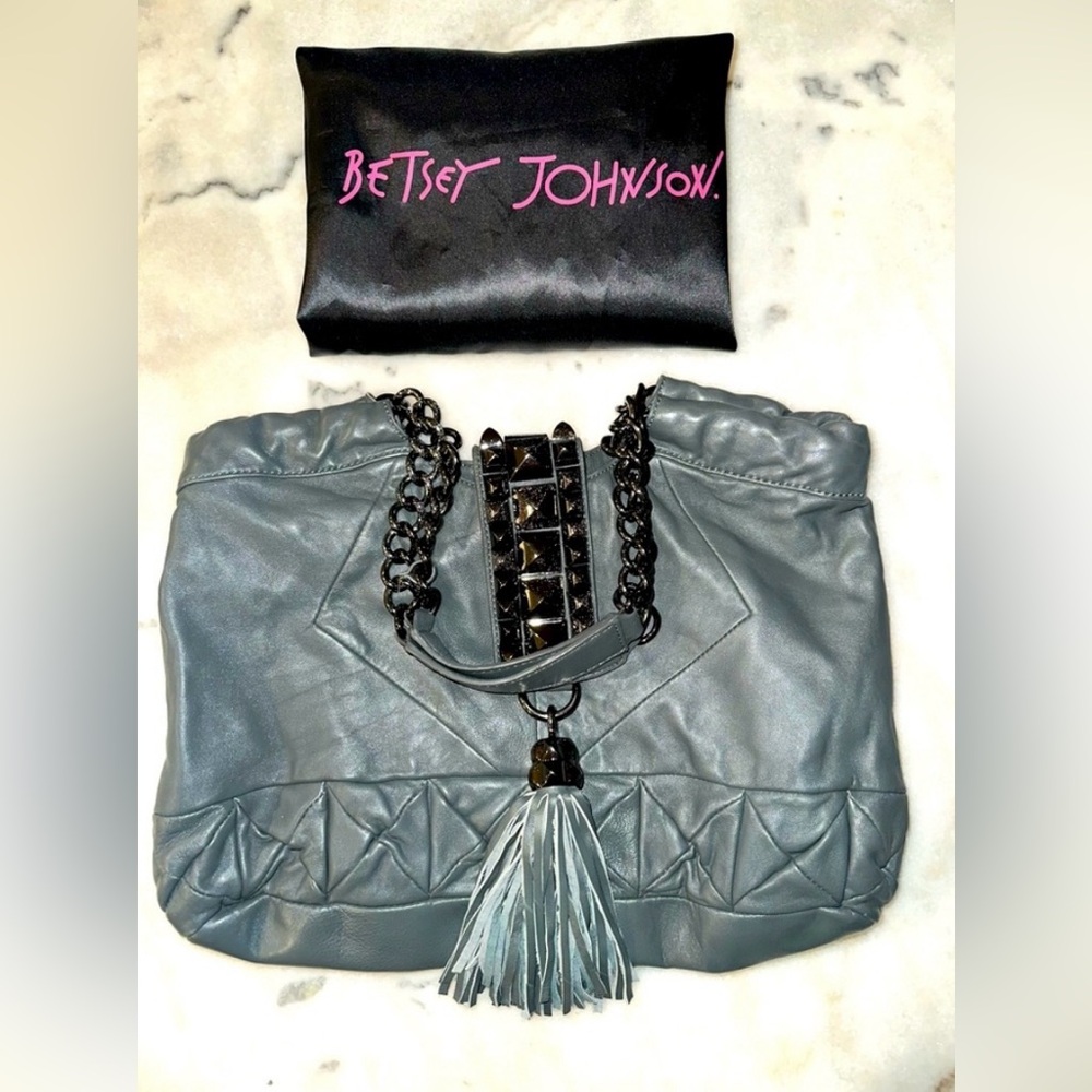 Betsey Johnson Gray Lamb Leather
Stud Tote NWOT Rare - Picture 3 of 4